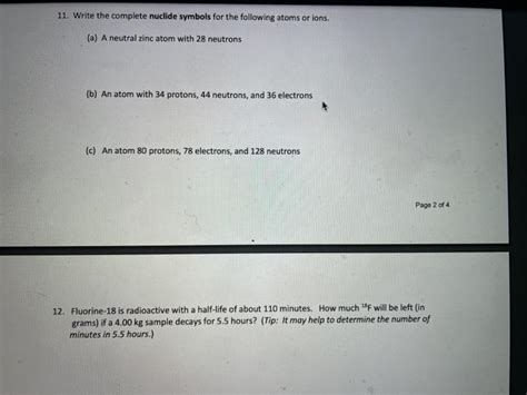 Solved 11. Write the complete nuclide symbols for the | Chegg.com