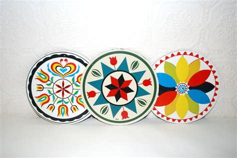 Pennsylvania Dutch Folk Art Round Hex Signs 7 5 Set Of 3