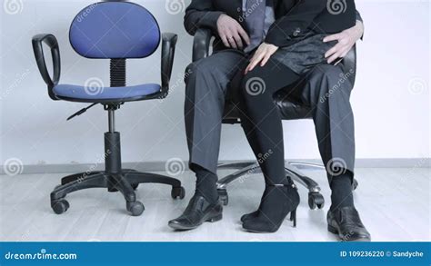 Sexual Secretary Comes To Boss Businessman Grabs A Colleague By The Ass Love Affair At Work