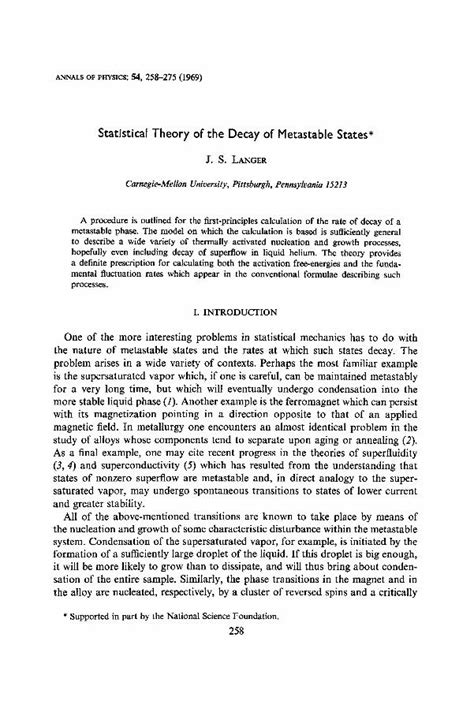 Pdf Statistical Theory Of The Decay Of Metastable States Dokumen Tips