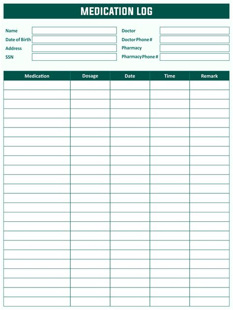 Medication Log Sheet - 10 Free PDF Printables | Printablee