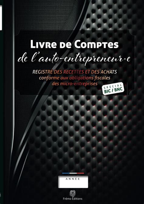 Livre De Comptes De Lauto Entrepreneur·e Registres Des Recettes Et