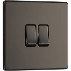 Bg Screwless Flat Plate Black Nickel Light Switch Gang Way