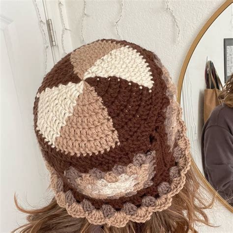 Chocolate Crochet Granny Square Bucket Hat Etsy