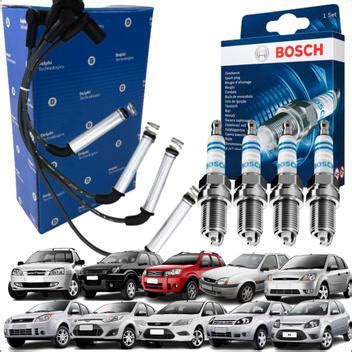 Kit Jogo Cabos e 4 Velas de Ignição Ford Courier Ecosport Ka 1 0 1 6 8v