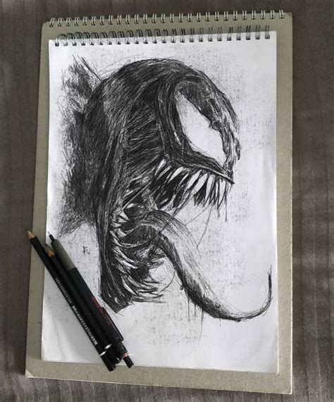 Realistic Pencil Venom Drawing - bestpencildrawing