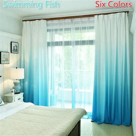 6 Colors Customized Curtain Gradual Color Fabric Curtain Drape Window ...