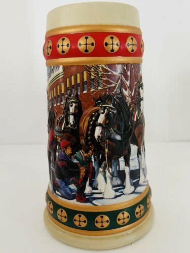 Budweiser Hometown Holiday Stein Collectible Rare Christmas Free