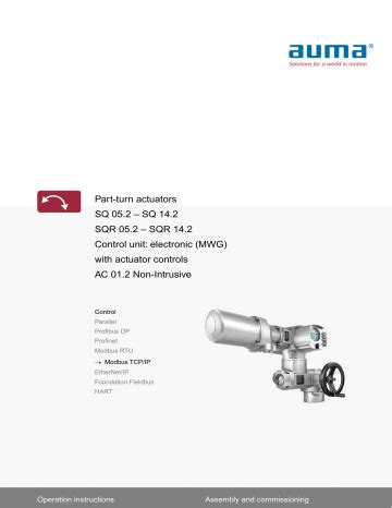 auma part turn actuators sq  operating instructions manualzz
