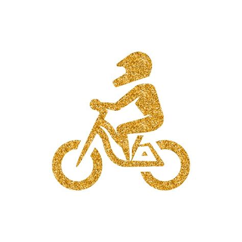 Mountainbiker Symbol Goldglitter Textur Vektor Illustration Premium