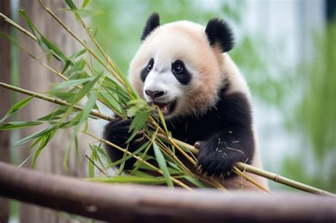 Premium Photo | High angle of panda in bamboo habitat