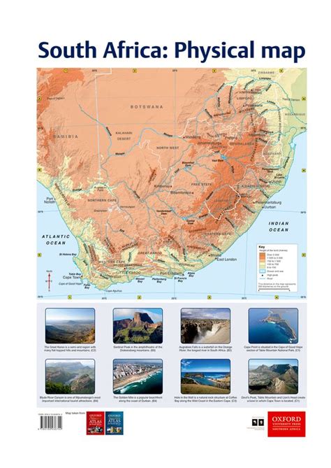 Poster Pack: To: Poster 05 - South Africa Physical map – Elex Academic