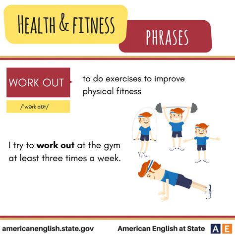 Health & Fitness: Phrases - Work Out | Idioma inglês, Inglês, Idiomas