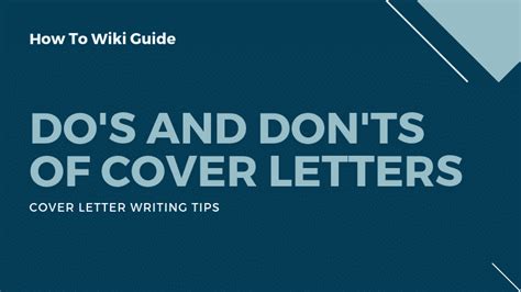 10 Dos And Donts Of Cover Letters For Resume Writing Tips Howtowiki