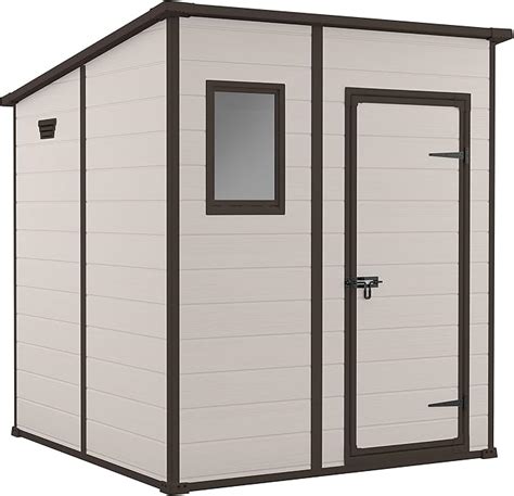 Keter Manor Outdoor Pent Single Door Garden Storage Shed X Ft Beige