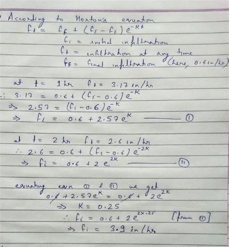 Solved Q Points Determine A Horton Equation To Fit The Following