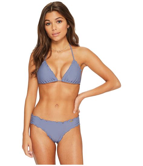 Luli Fama Synthetic Cosita Buena Wavey Triangle Bikini Top Blue Moon