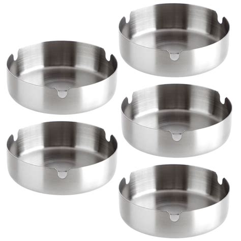 Pack Stainless Steel Ashtrays For Cigarettes Outdoor Indoor Round