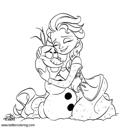 Frozen Princess Elsa Coloring Pages Chibi Elsa with Olaf - Free ...