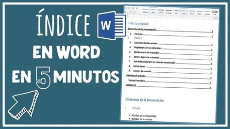 Cómo hacer un ÍNDICE en WORD en 5 MINUTOS YouTube