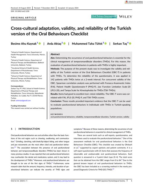 Pdf Cross Cultural Adaptation Validity And Reliability Of The