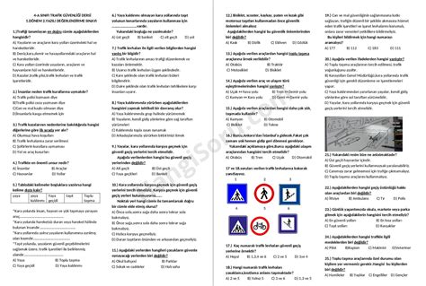 Trafik Güvenliği 4 Sınıf 1 Dönem 2 Yazılı Sınav Soruları 2023 HangiSoru
