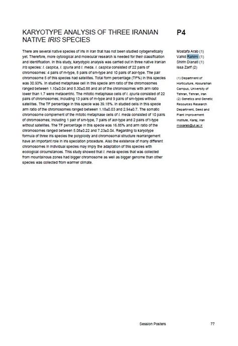 Pdf Karyotype Analysis Of Three Iranian Native Iris Species