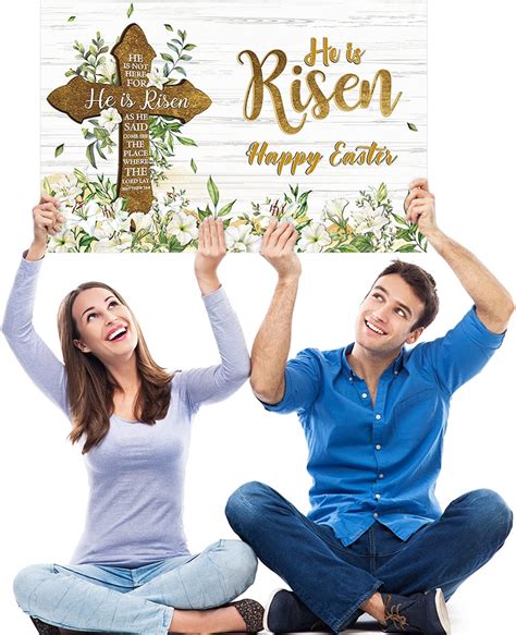 He Is Risen Easter Yard Sign Outdoor Decorations Happy Easter Yard