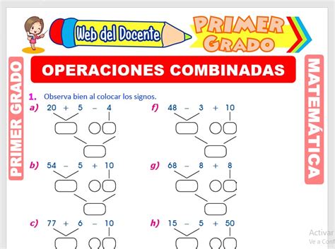 Operaciones Combinadas De Suma Y Resta Para Primer Grado