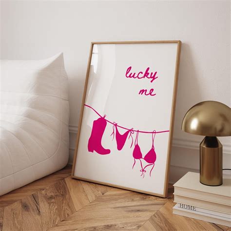 Modroom Trendy Bikini Print Girly Pink Wall Decor Lucky Me Poster Coastal Cowgirl Print