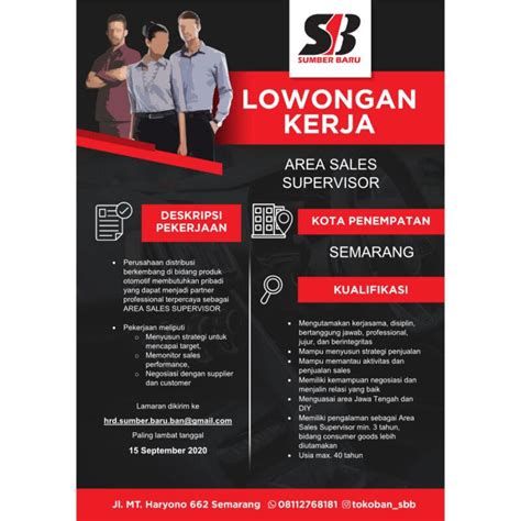 Lowongan Kerja Area Sales Supervisor Di PT Sumber Baru Ban LokerSemar Id