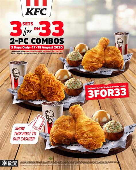 Get 3 Sets Of KFC 2-pc Fried Chicken Combo For RM33 Only From 17-19 ...