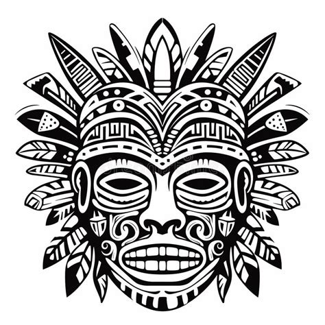 Aztec Face Mask Vector Illustration Ancient Mayan Mask Stock Vector Illustration Of Sign