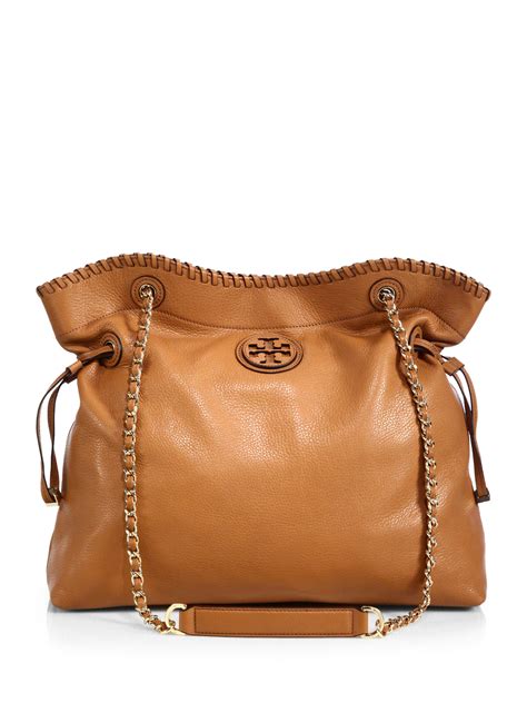 Lyst Tory Burch Marion Slouchy Tote In Brown