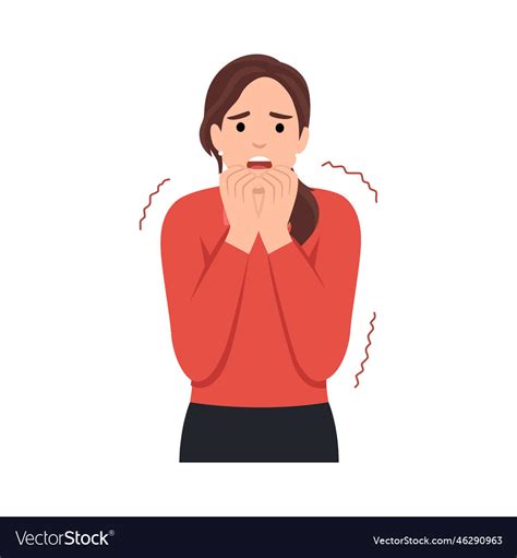 Afraid Scared Woman With Shock Expression On Face Vector Image