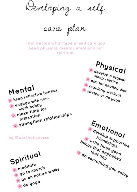 Developing A Self Care Plan Care Plans Tips And Ideas