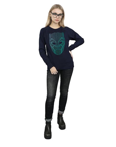 Marvel Women S Black Panther Tribal Mask Sweatshirt Fruugo Us