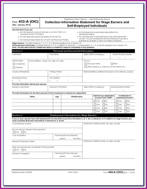 Irs Form 433 A Printable Printable Forms Free Online