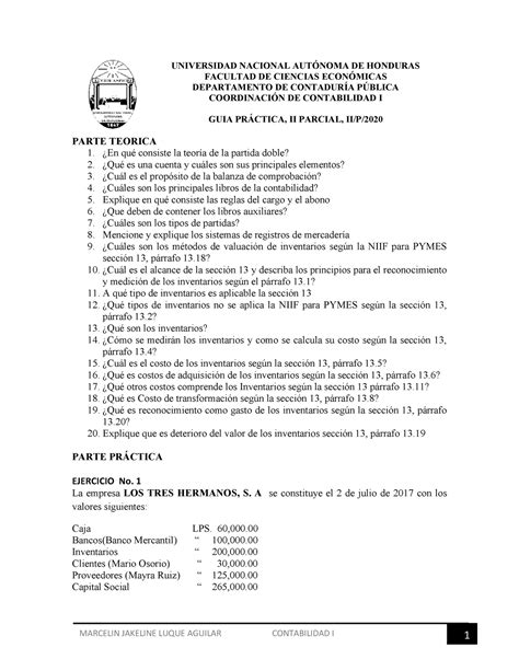 Guía II Parcial C1 IIP2020 Contabilidad I UNAH Studocu