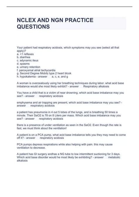 NCLEX AND NGN PRACTICE QUESTIONS WITH CORRECT ANSWERS 2024 - NGN