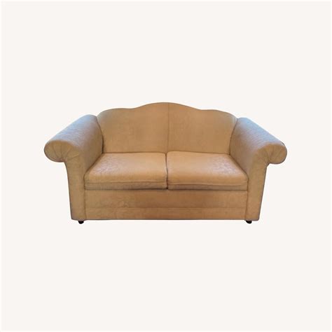 Elegant Ivory Fabric Loveseat - AptDeco