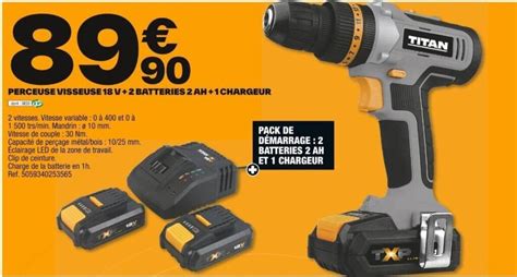 Promo Perceuse Visseuse V Batteries Ah Chargeur Chez Brico