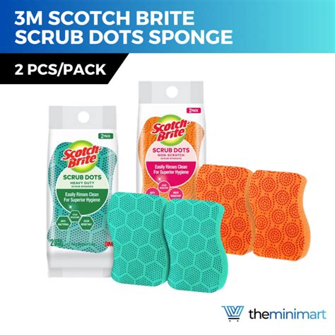 M Scotch Brite Scrub Dots Antibacterial Scrub Sponge Rinses Clean