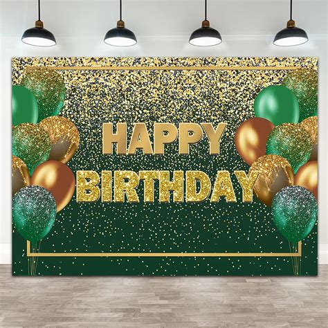 Buy Ticuenicoa 7×5ft Glitter Green Gold Birthday Backdrop Gold Green