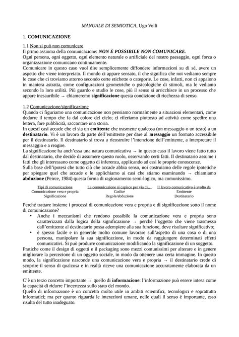 Manuale Di Semiotica Manuale Di Semiotica Ugo Volli Comunicazione