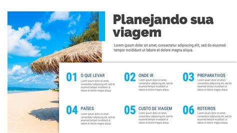 Apresentação para planejamento de viagens e turismo