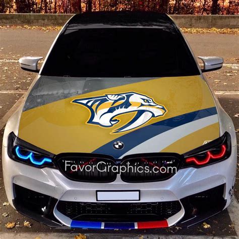 Nashville Predators Itasha Car Vinyl Hood Wrap Decal Sticker Favor