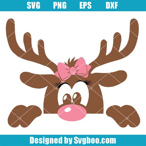 Peeking Girl Reindeer Svg Reindeer Face Svg Christmas Svg