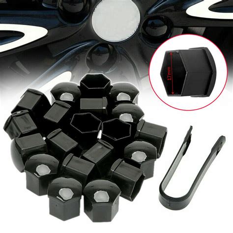 Pcs Wheel Lug Nut Bolt Center Cover Black Caps Tool For Vw Audi