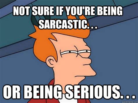 Not Sure If You Re Being Sarcastic Or Being Serious Futurama Fry Quickmeme